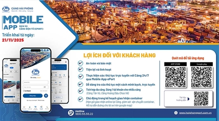 Thông báo triển khai phiên bản nâng cấp hệ thống eport  trên nền tảng di động (HaiphongPort App) từ ngày 21/11/2025